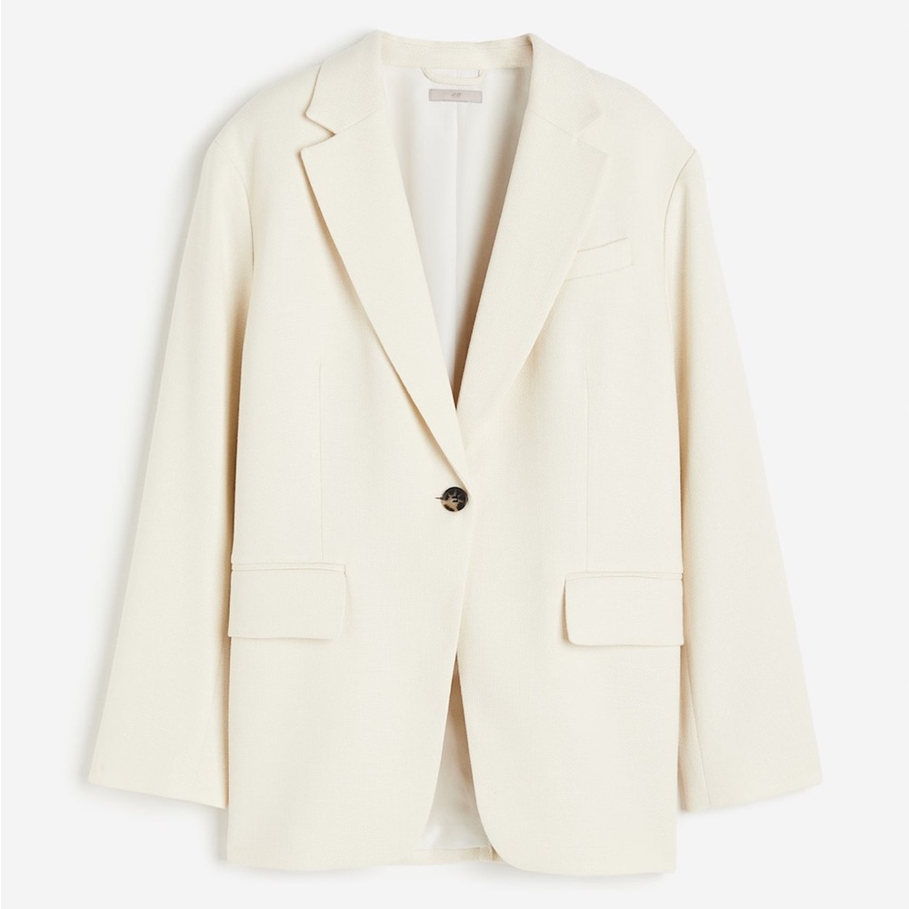 H&M Women's oversized Off-White Single-Button Blazer